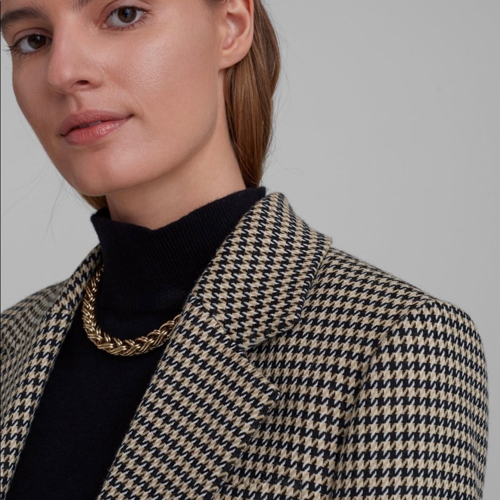 Single-Breasted Houndstooth Blazer